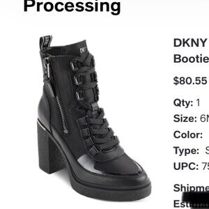 DKNY Black Lace-Up Zip Boots